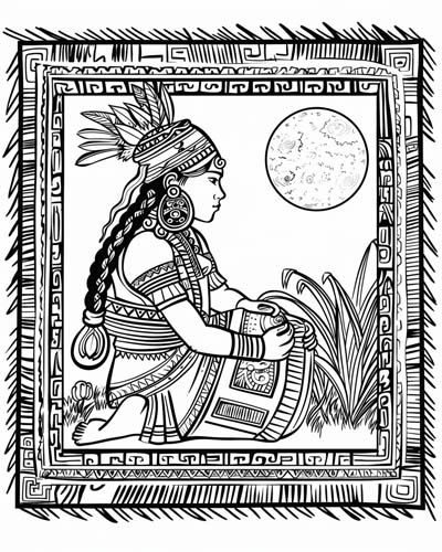 ix chel and the moon coloring page