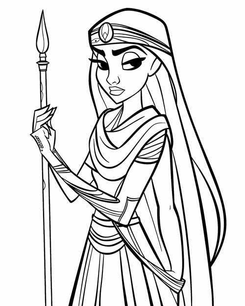 simple coloring page of goddess of love, Ishtar