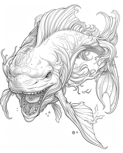 Sea monsters - Isonade coloring page
