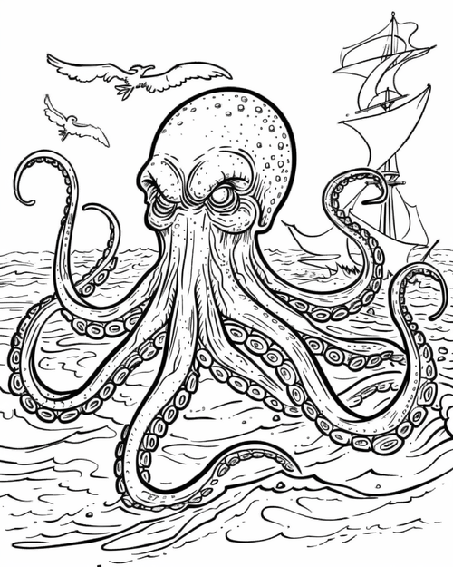 Sea monsters - Kraken coloring page