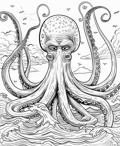 Sea monsters - Kraken coloring page