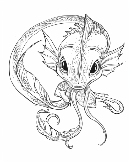 Sea monsters - Ningyo coloring page