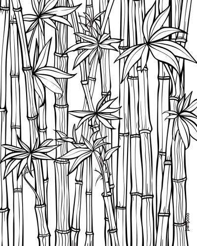 coloring page of bamboo