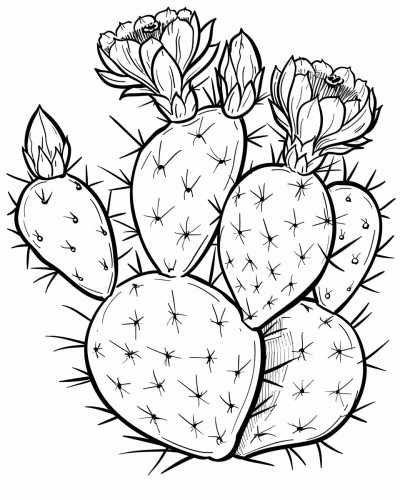 coloring page of a prickly pear cactus