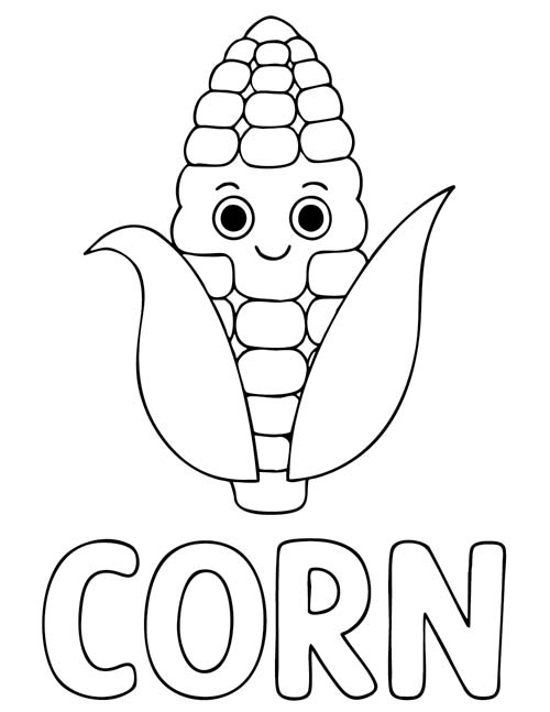 labeled corn coloring page