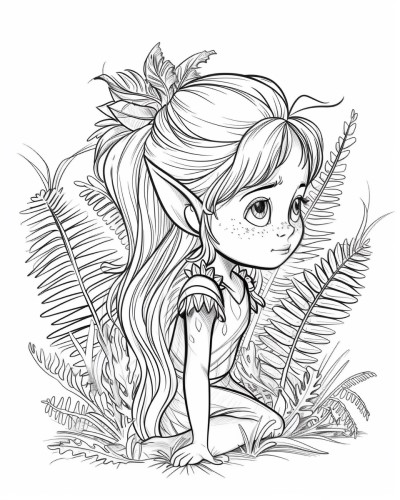 coloring page of a fairy named Fern