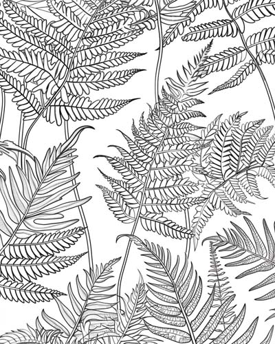 fern fronds adult coloring page
