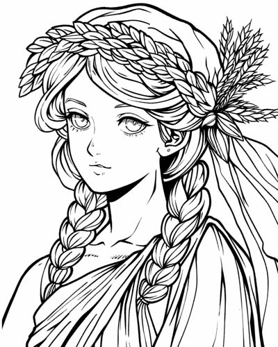 coloring page of the Roman goddess Ceres