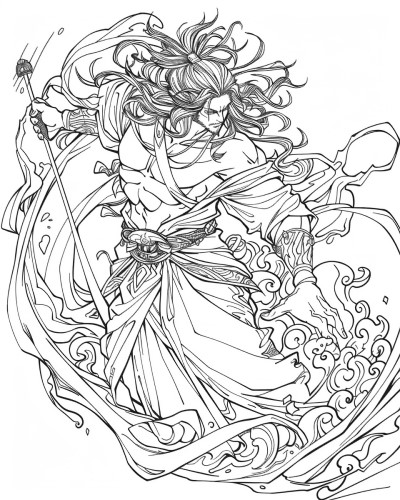 coloring page of Chiyou from Chinese mythology