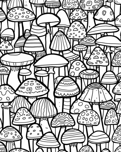 mushrooms coloring page