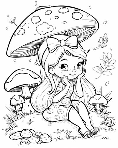 mushroom girl coloring page