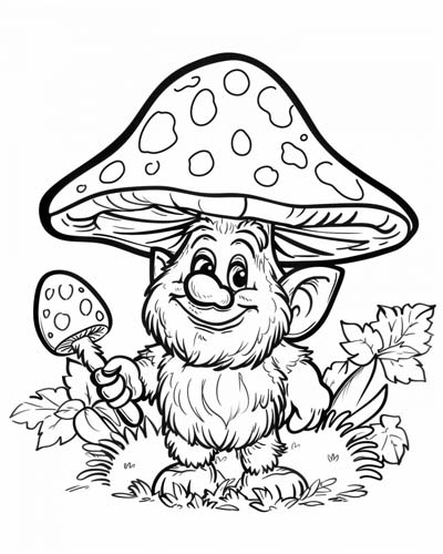 mushroom troll coloring page