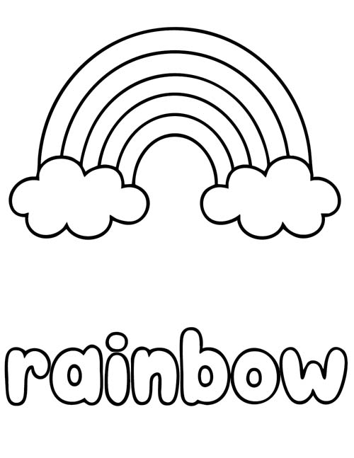 easy vocabulary word coloring page for preschoolers - rainbow