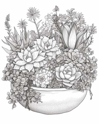 succulents coloring page