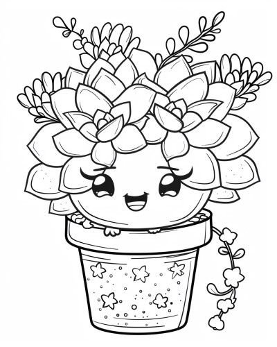 cute succulent coloring page