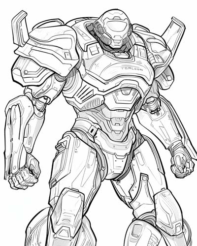 coloring page of a Pacific Rim jaegar