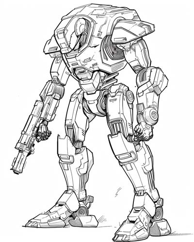 coloring page of a Pacific Rim jaegar