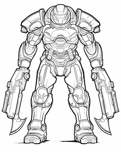 coloring page of a Pacific Rim jaegar