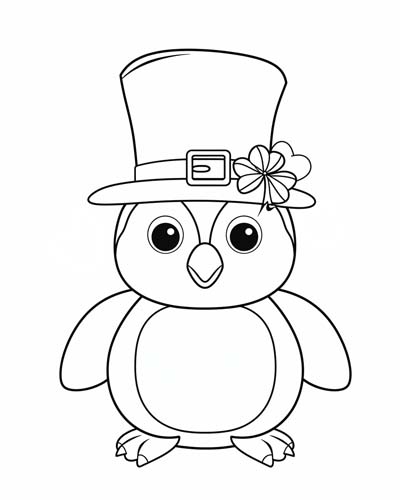 coloring page of a leprechaun penguin
