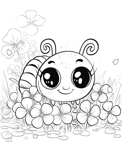 coloring page of a shamrock bug