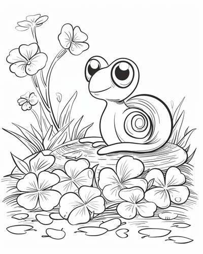 coloring page of a shamrock snail