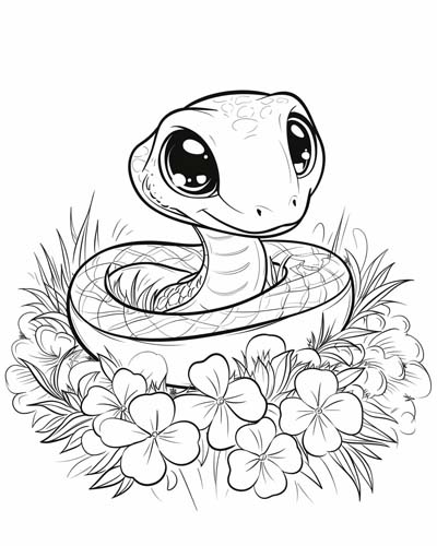 coloring page of a shamrock snake
