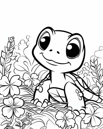 coloring page of a shamrock turtle