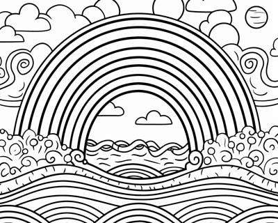 coloring page of a rainbow