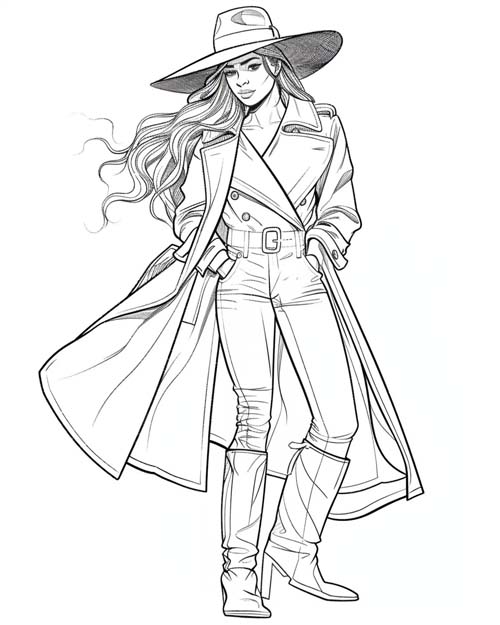 coloring page of Carmen Sandiego