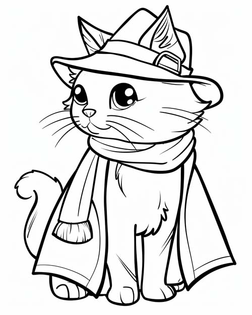 cat detective coloring page