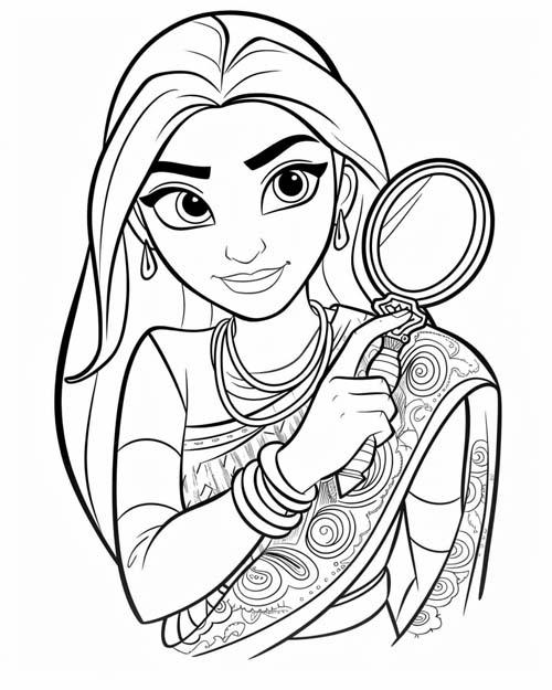 woman detective coloring page