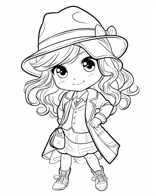 girl detective coloring page