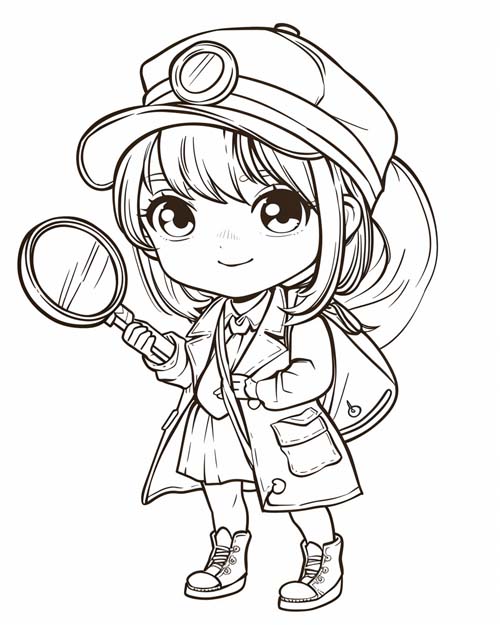 girl detective coloring page