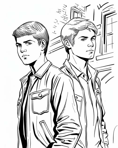 coloring page of the Hardy Boys