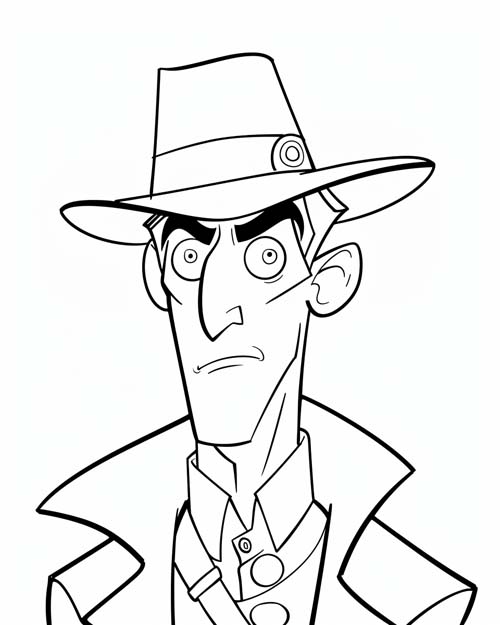 coloring page of Inspector Gadget
