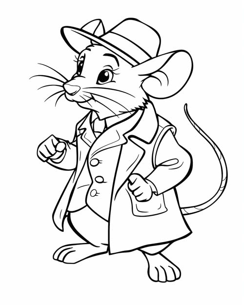 mouse detective coloring page