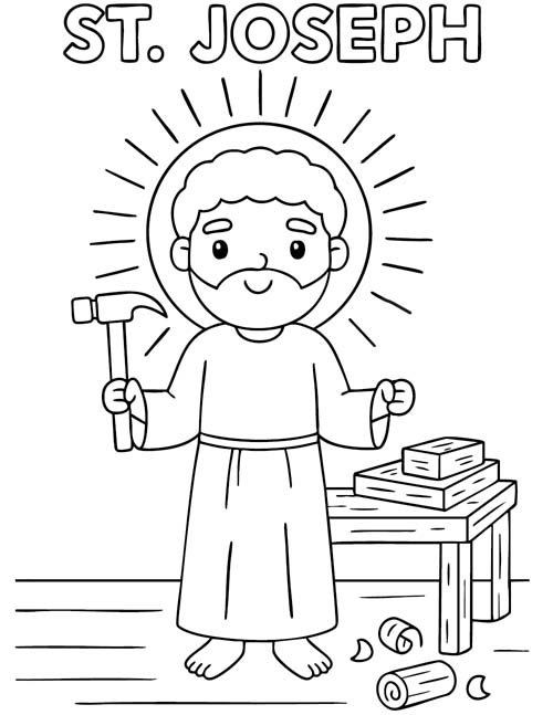 labeled preschool coloring page of St Joseph