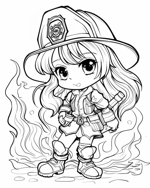fire girl coloring page