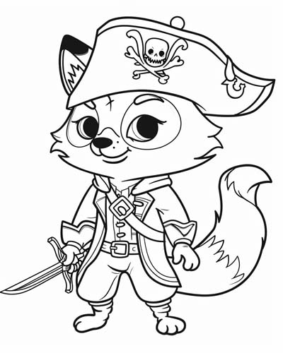 cute fox coloring page