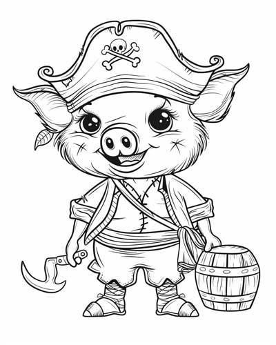 cute pig coloring page