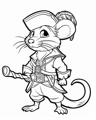 cute rat coloring page