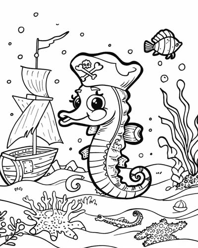 cute seahorse coloring page