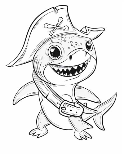 cute shark coloring page