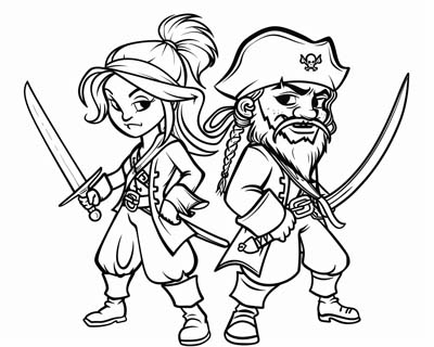 Mary Read and Pirate Calico Jack coloring page