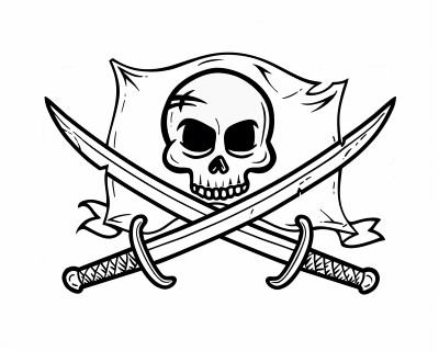 Pirate Calico Jack's crossed swords flag coloring page