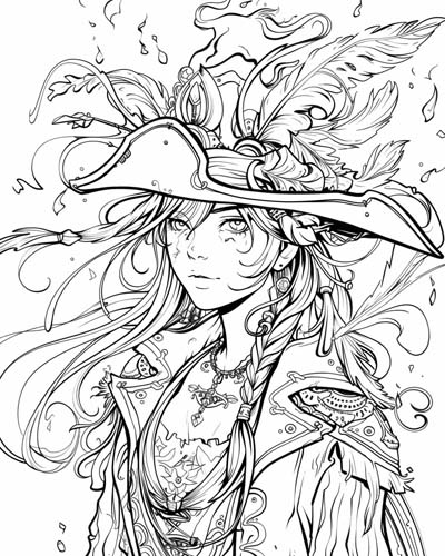 pirate sorceress coloring page