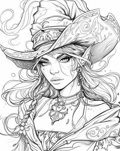 pirate sorceress coloring page