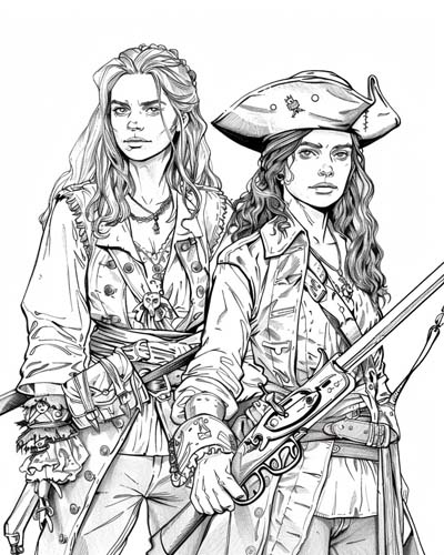 Anne Bonny and Mary Read coloring page