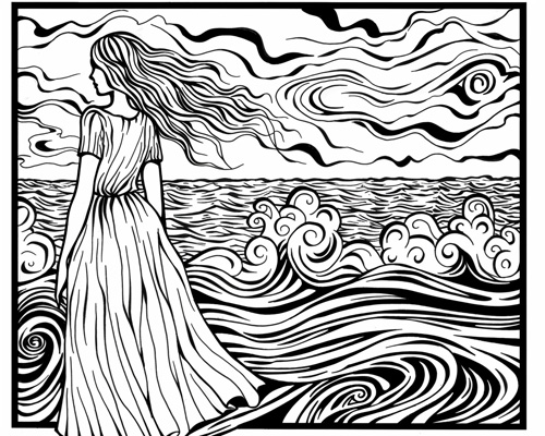 ghostly woman coloring page