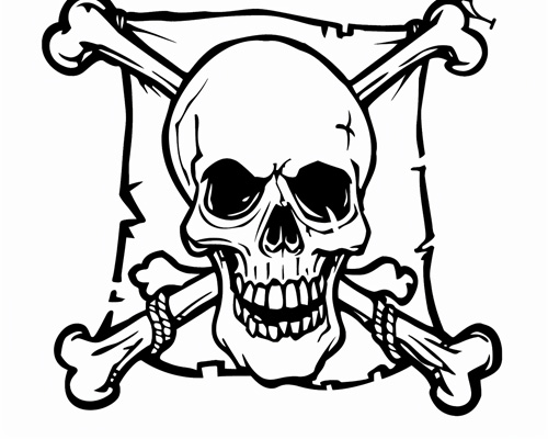 jolly roger skull and bones coloring page
